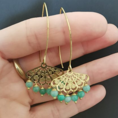 Boucles d'oreilles longues légères Lotus Jade