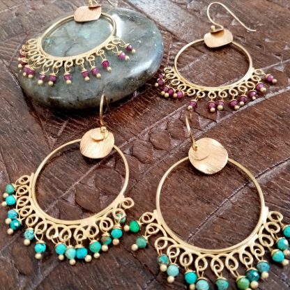 Creoles Rubis boheme pendantes Sarwati