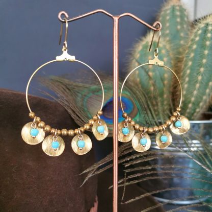 Boucles d'oreilles Créoles Pampilles howlite