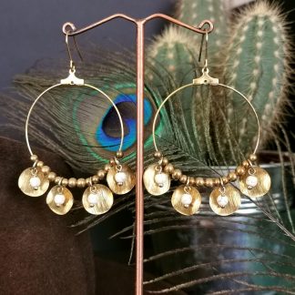 Boucles d'oreilles Créoles Pampilles howlite blanches