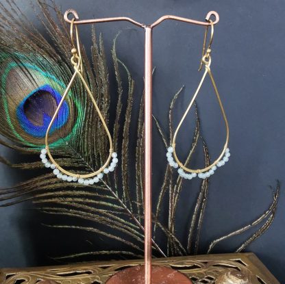 Boucles oreilles goutte Calcedoine bleue