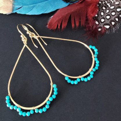Boucles oreilles goutte pendante howlite bleu