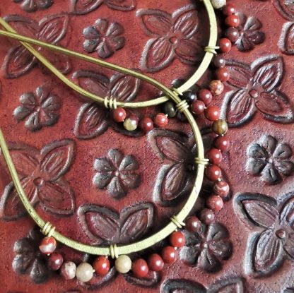 Boucles oreilles goutte Jaspe marron