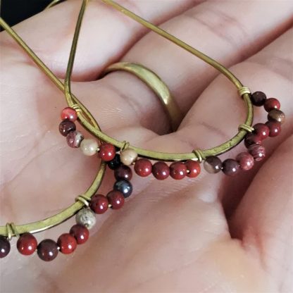 Boucles oreilles goutte pendante Jaspe marron
