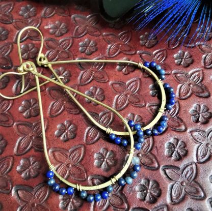 Boucles oreilles goutte pendante Lapis lazuli
