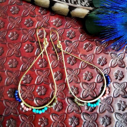 Boucles oreilles goutte multi pierres