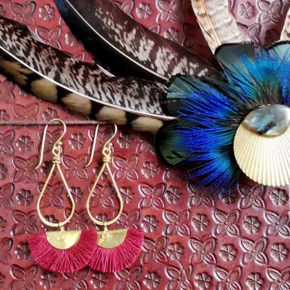boucles d'oreilles éventails Rouge bordeaux