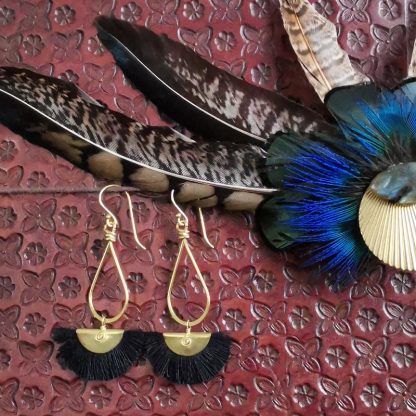 boucles d'oreilles éventails noire