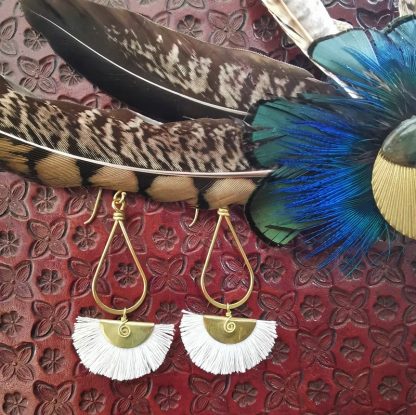 boucles d'oreilles éventails Blanc