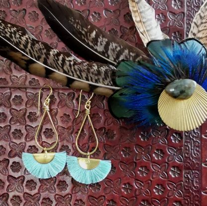 boucles d'oreilles éventails Bleu ciel