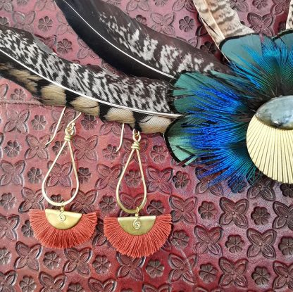 boucles d'oreilles éventails Brique marron