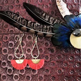 boucles d'oreilles éventails orange sanguine