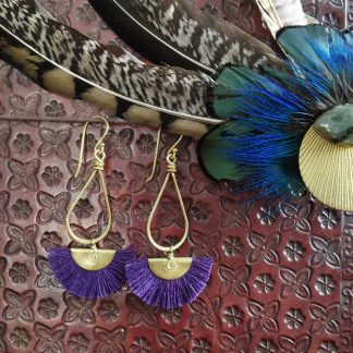 Boucles d'oreilles éventails violet