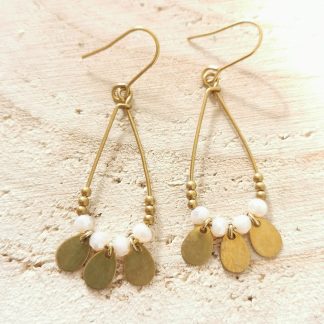 Boucles d'oreilles pampilles gouttes blanc
