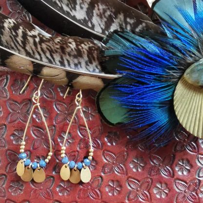 Boucles d'oreilles pampilles gouttes Bleu denim