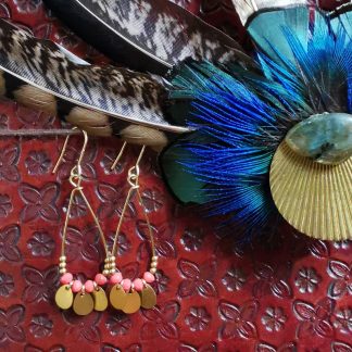 Boucles d'oreilles pampilles gouttes Rose corail