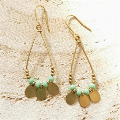 Boucles d'oreilles pampilles gouttes vert clair