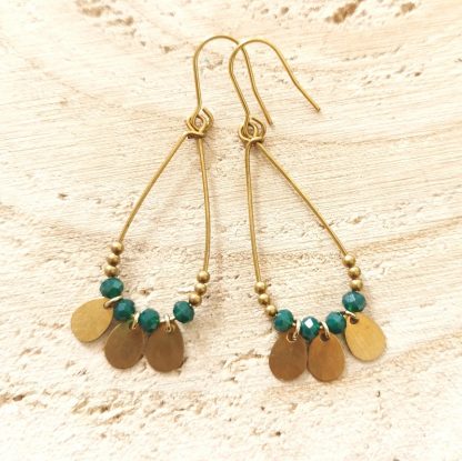 Boucles d'oreilles pampilles goutte vert