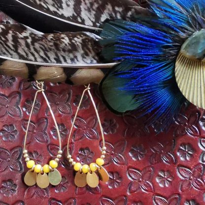Boucles d'oreilles pampilles gouttes jaune