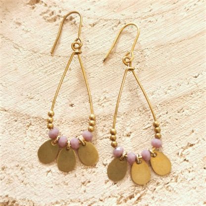 Boucles d'oreilles pampilles gouttes, violet clair