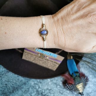 Bracelet cordon ethnique Labradorite blanc