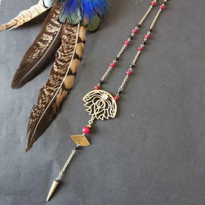 collier taille moyenne lotus géométrie sacrée jade rubis & pierre de lune