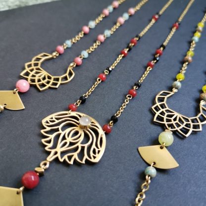 colliers taille moyenne lotus géométrie sacrée