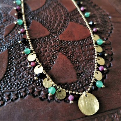 collier exotique pampilles ras de cou Passion fruit details Acier