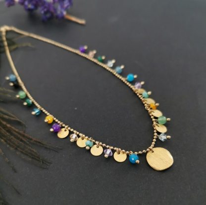 Collier ras de cou exotique pampilles Pineapple details