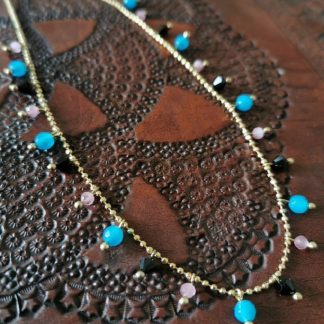 Collier Dragon fruit pierres fines Acier inoxydable