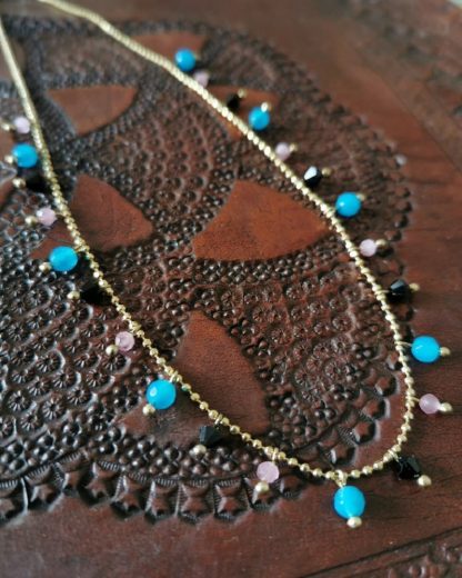 Collier Dragon fruit pierres fines Acier inoxydable