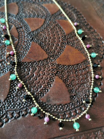 Collier Passion fruit pierres fines Acier inoxydable