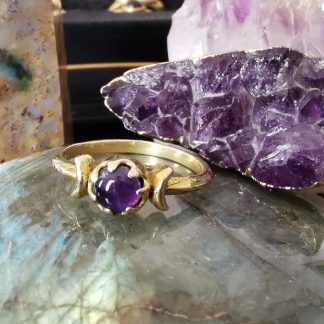 petite bague 2 lunes & améthyste