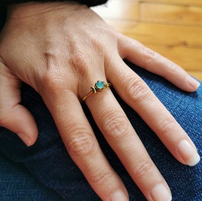 petite bague 2 lunes & jade