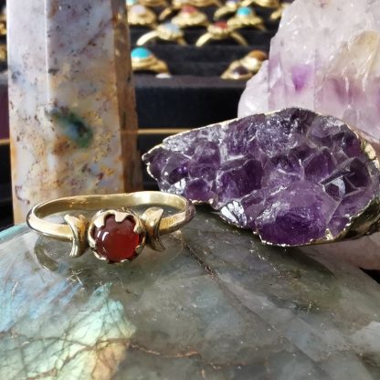 petite bague 2 lunes & cornaline