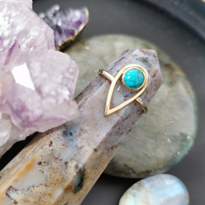 Bague goutte howlite bleu