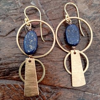 Boucles d'oreilles ethniques géométriques lapis lazuli