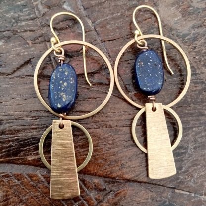 Boucles d'oreilles ethniques géométriques lapis lazuli
