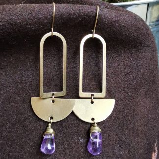 boucles d'oreilles géométriques améthyste