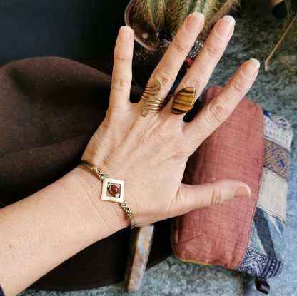bracelet jonc cornaline & bagues
