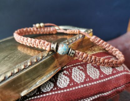 Bracelet homme macramé marron agate bleu