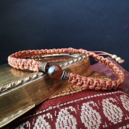 Bracelet homme macramé marron agate