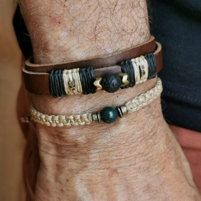 Bracelet homme macramé pierre
