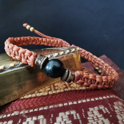 Bracelet homme macramé marron onyx