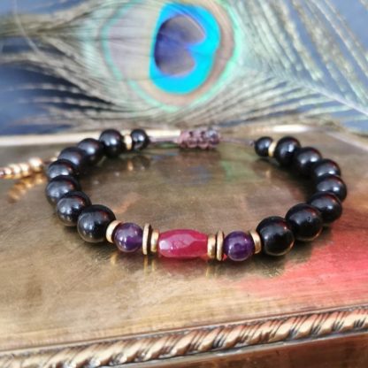 bracelet femme mala soul amethyste & jade rubis