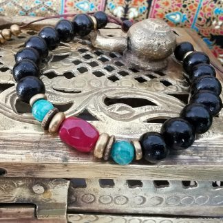 Bracelet mala soul Jade rubis et chrysoprase