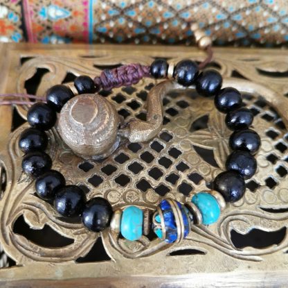 Bracelet femme mala spirit howlite bleu & perle Nepalaise