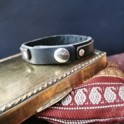 Bracelet homme cuir noir fermoir