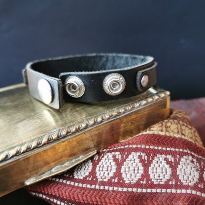 Bracelet homme cuir noir réglable