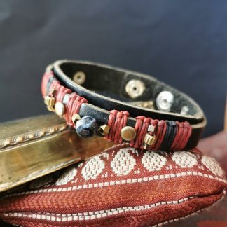 Bracelet homme cuir noir agathe